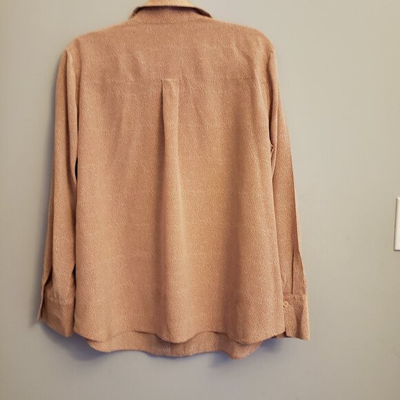 Lafayette 148 Scottie Silk Classic Office Button Down Beige Shirt - Picture 2 of 10